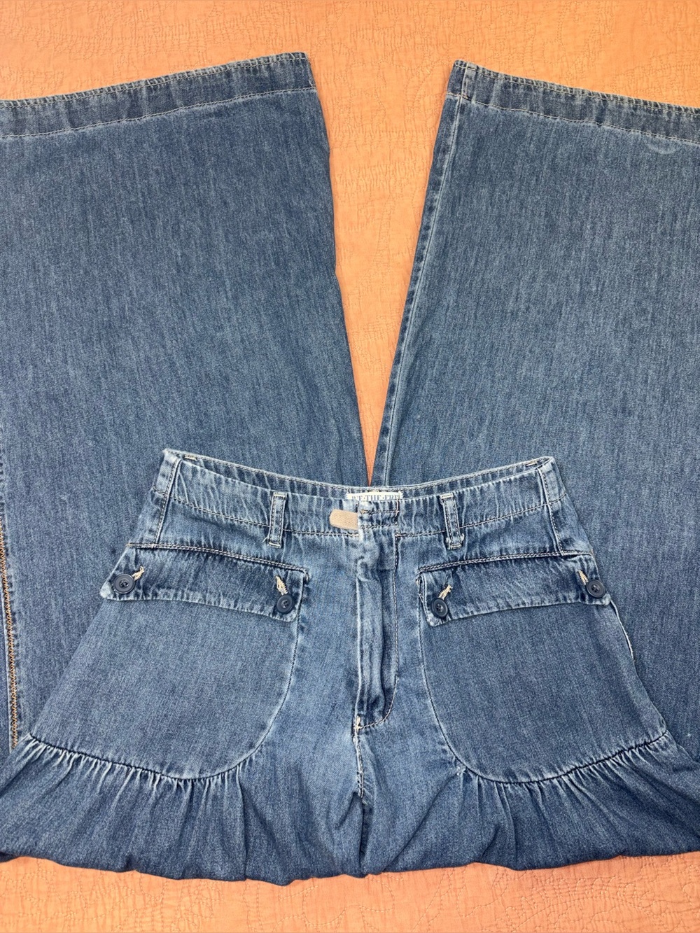 Free People We The Free Lotus Wide Leg Denim Jeans Sz 26 - Picture 10 of 13